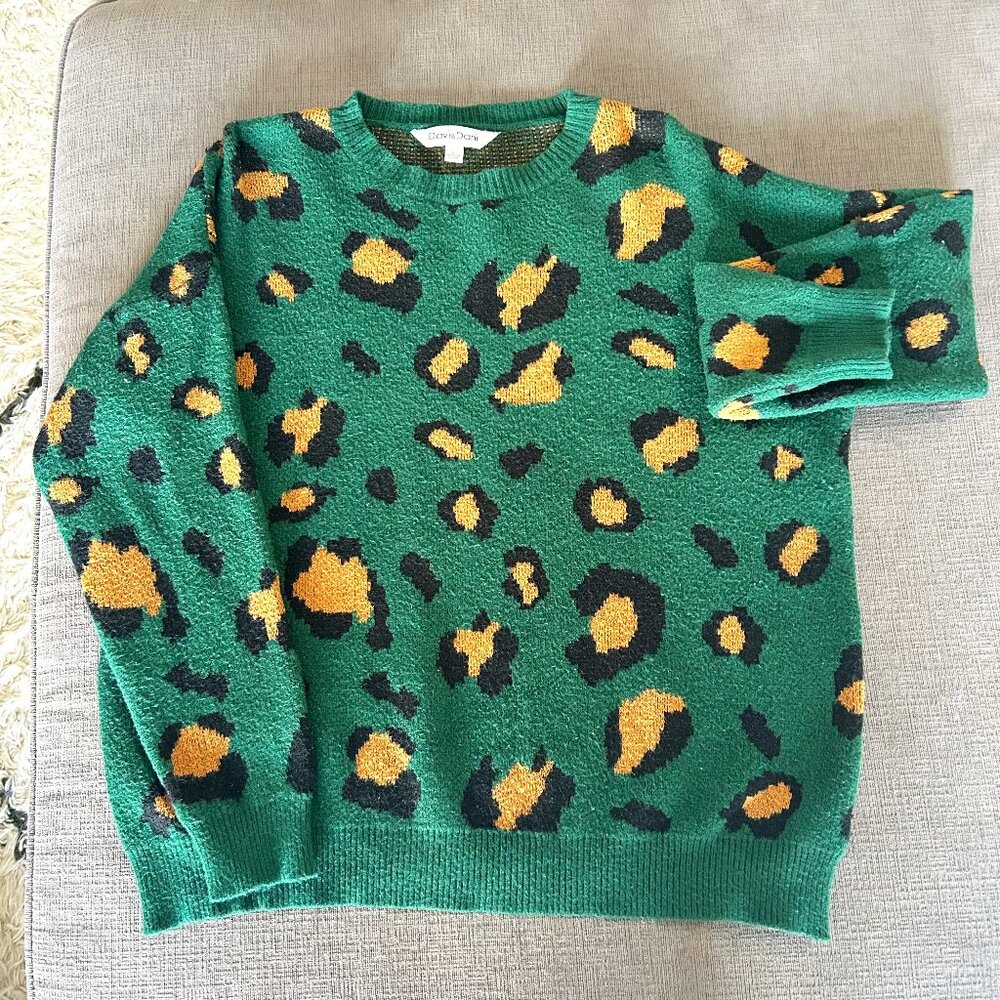 dressed in LaLa green cheetah sweater